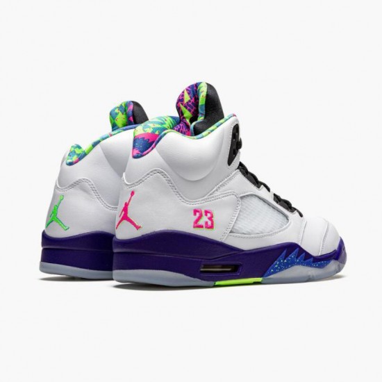 Air Jordans 5 Retro Alternate Bel Air White/Court Purple-Racer Pink-Ghost Green