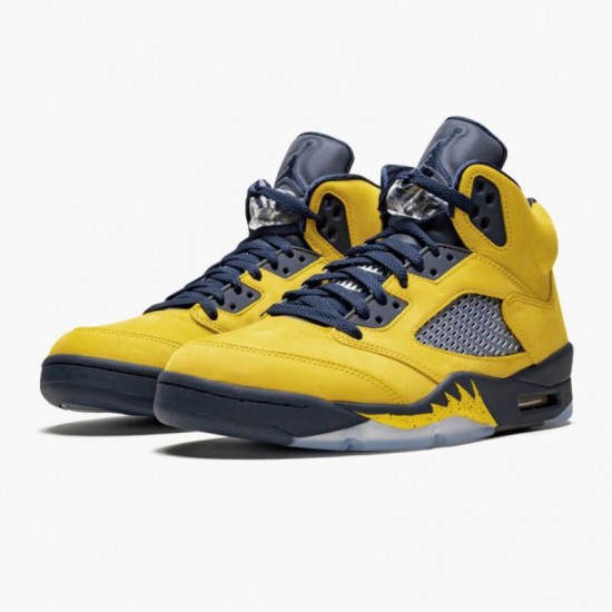 Air Jordans 5 Retro Michigan 2019 AmarilloCollege Navy Amarillo/College Navy-Amarillo