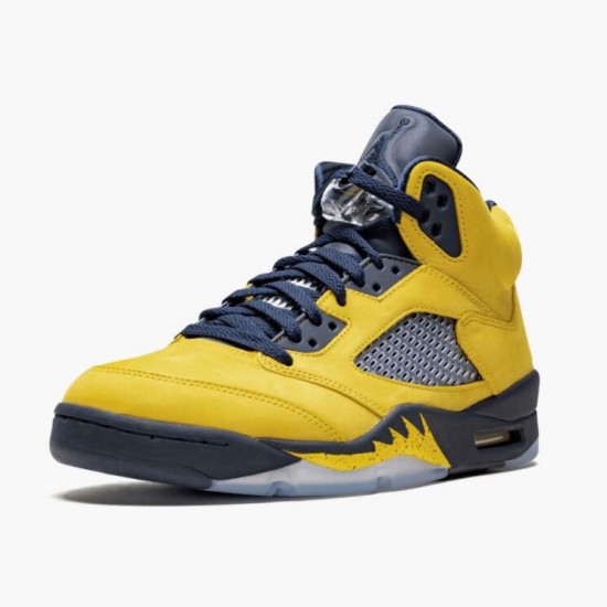 Air Jordans 5 Retro Michigan 2019 AmarilloCollege Navy Amarillo/College Navy-Amarillo