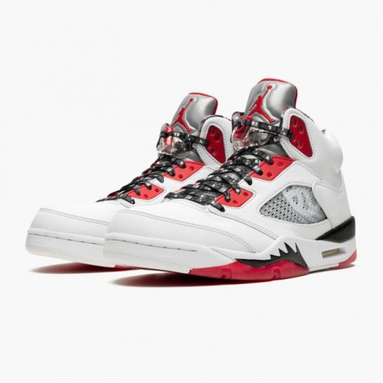 Air Jordans 5 Retro Quai 54 2021 White/University Red/Black