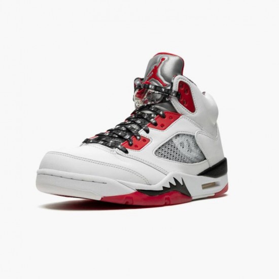 Air Jordans 5 Retro Quai 54 2021 White/University Red/Black