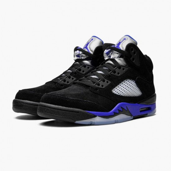 Air Jordans 5 Retro Racer Blue With Black Blue Black/Racer Blue/Reflective Silver