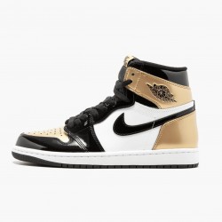Air Jordans 1 High OG Released In A Second White Black And Gold Patent Leather Basketball Shoes Mens 861428 007 