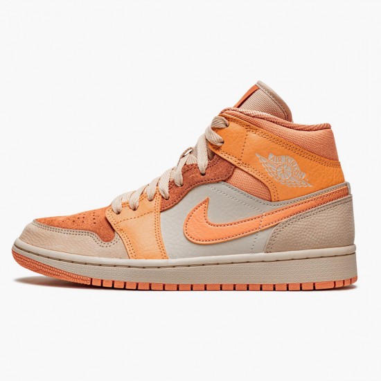 Air Jordans 1 Mid Apricot Orange White Womens DH4270 800 