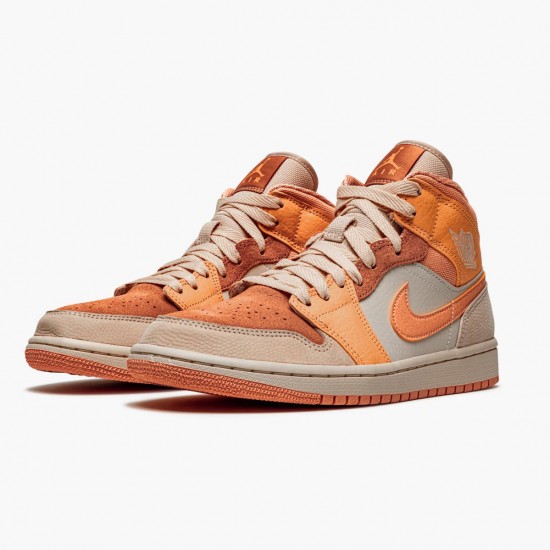 Air Jordans 1 Mid Apricot Orange White Womens DH4270 800 