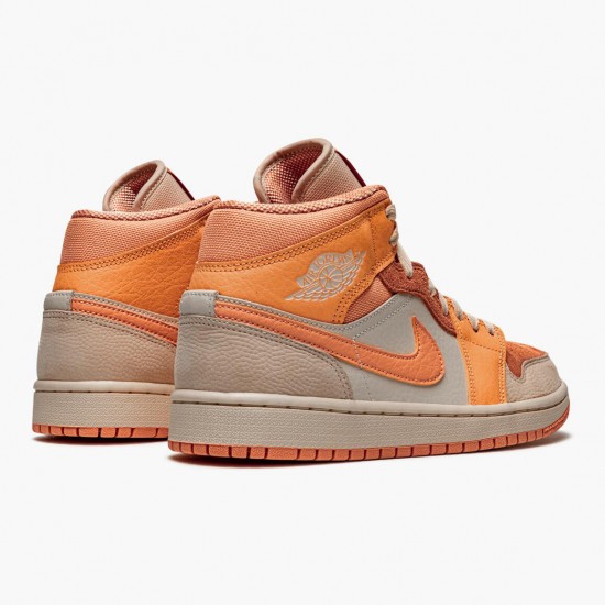 Air Jordans 1 Mid Apricot Orange White Womens DH4270 800 