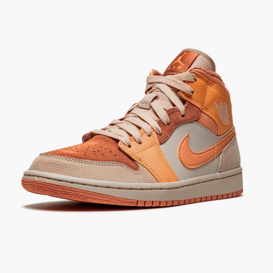 Air Jordans 1 Mid Apricot Orange White Womens DH4270 800 