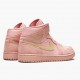 Air Jordans 1 Mid SE Arrives In Coral Suede And Gold Pink Mens 852542 600 