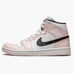 Air Jordans 1 Mid White Pink Black Basketball Shoes Womens BQ6472 500 