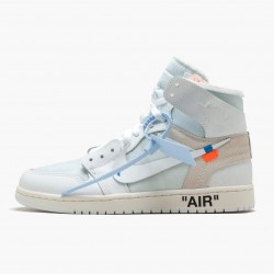 Air Jordans 1 Retro High Off White Light Blue Womens And Mens AQ0818 100 