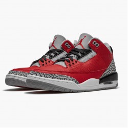Air Jordans 3 Red Cement CHI Fire Grey Womens And Mens CU2277 600 