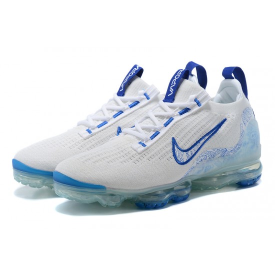 Nike Air VaporMax 2021 Flyknit Unisex Shoes White and Blue Nike Air VaporMax 2021 Flyknit Unisex Shoes White and Blue
