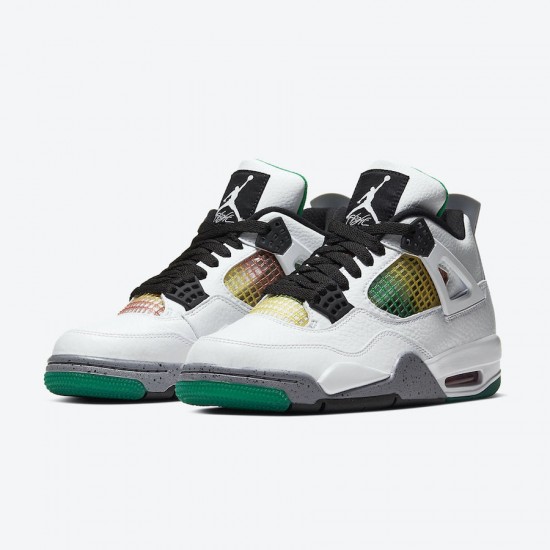 Air Jordan 4 WMNS Rasta Black White Green Men Women AJ4 Shoes AQ9129-100